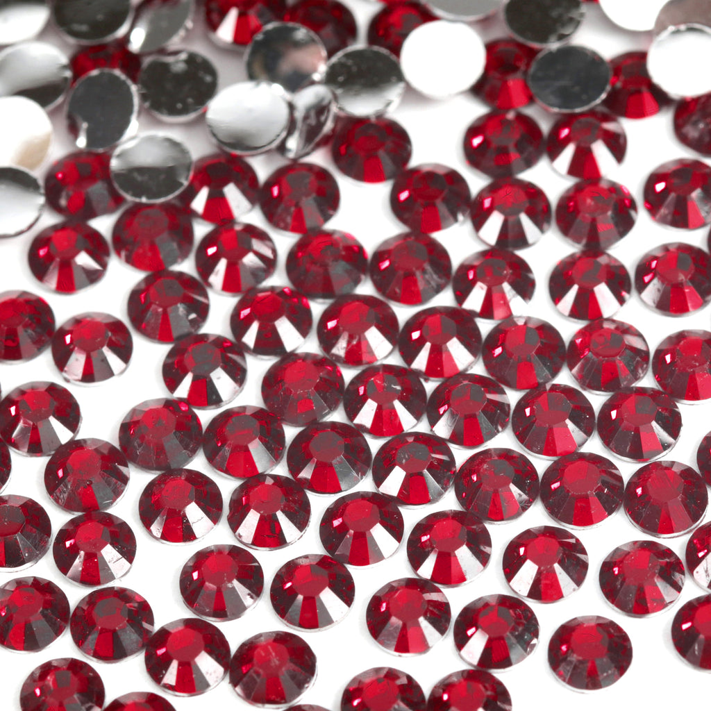 #12 Crimson - Bag of Flat Back Rhinestone Face Gems in Choice of 2,3,4,5 or 6mm