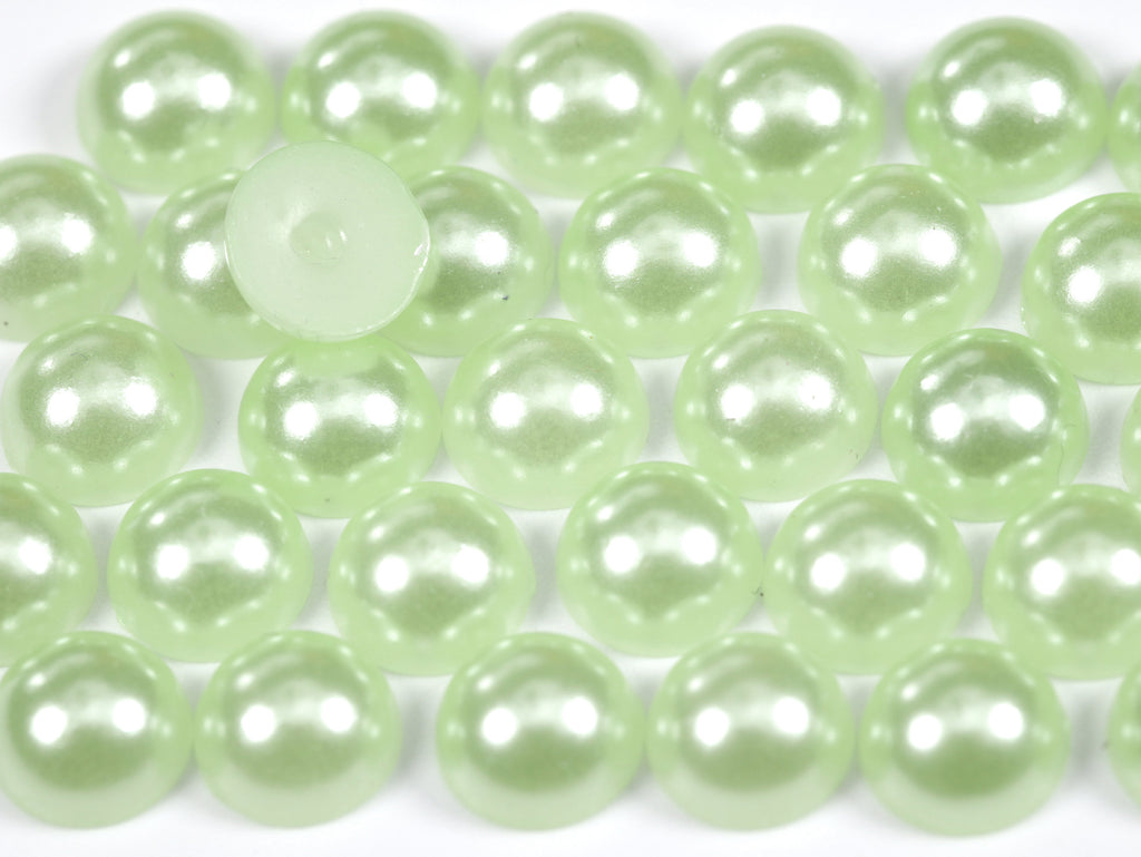 "Light Green" Flat Back Pearl Scrapbooking Costume Face Gems  Size 2mm to 12mm