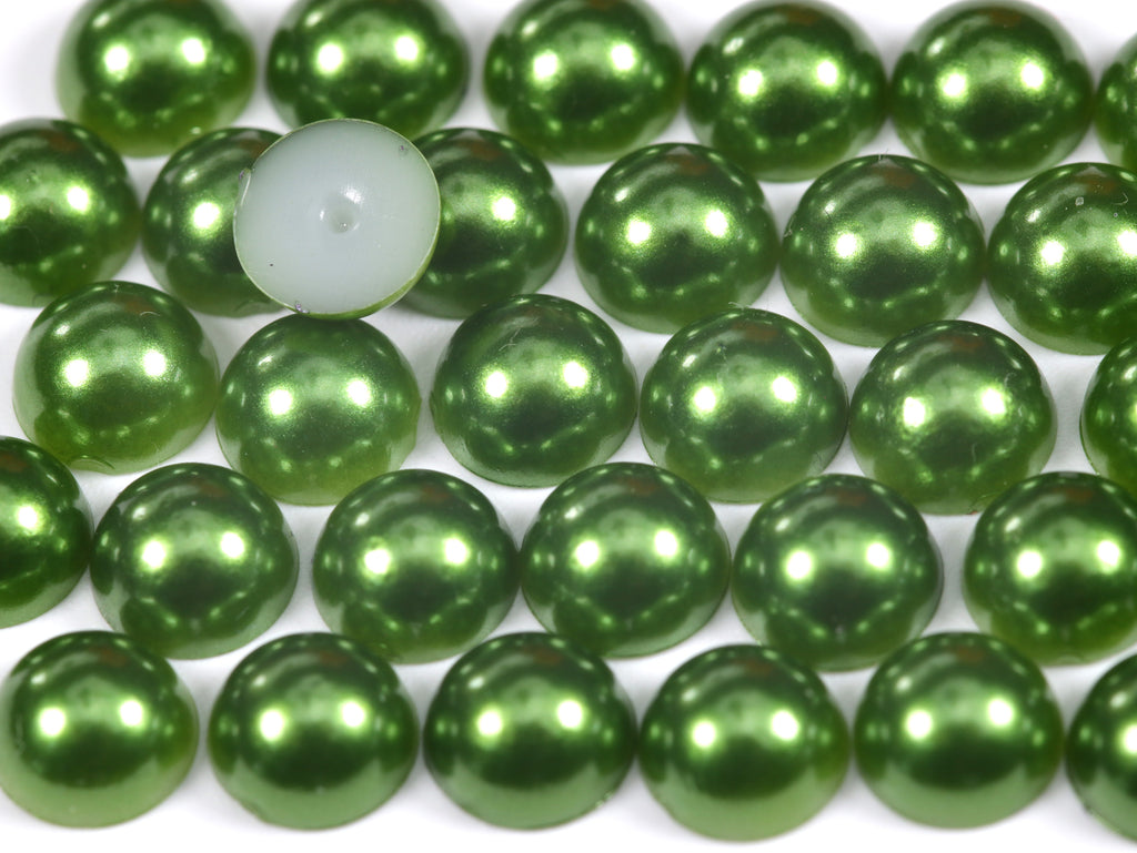 "Dark Green" Flat Back Pearl Scrapbooking Costume Face Gems  Size 2mm to 12mm