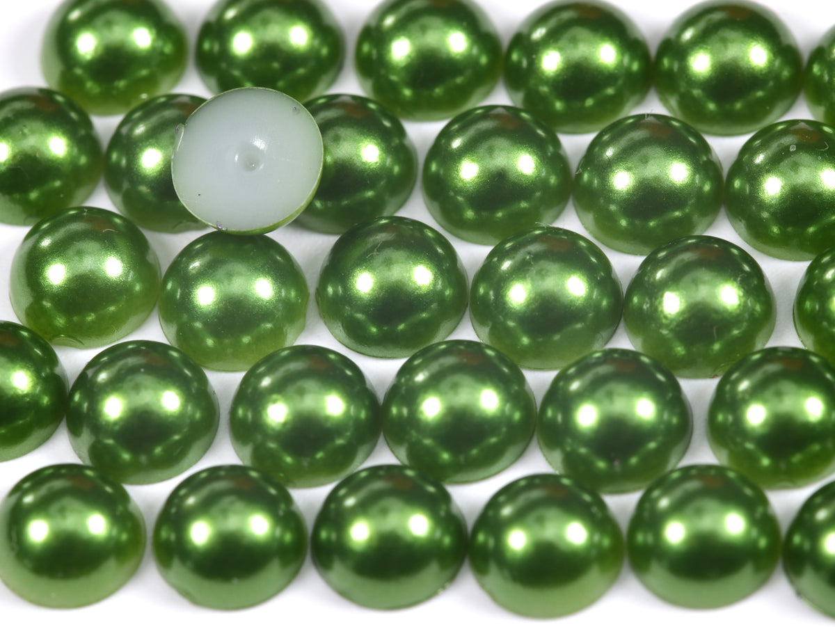 "Dark Green" Flat Back Pearl Scrapbooking Costume Face Gems  Size 2mm to 12mm