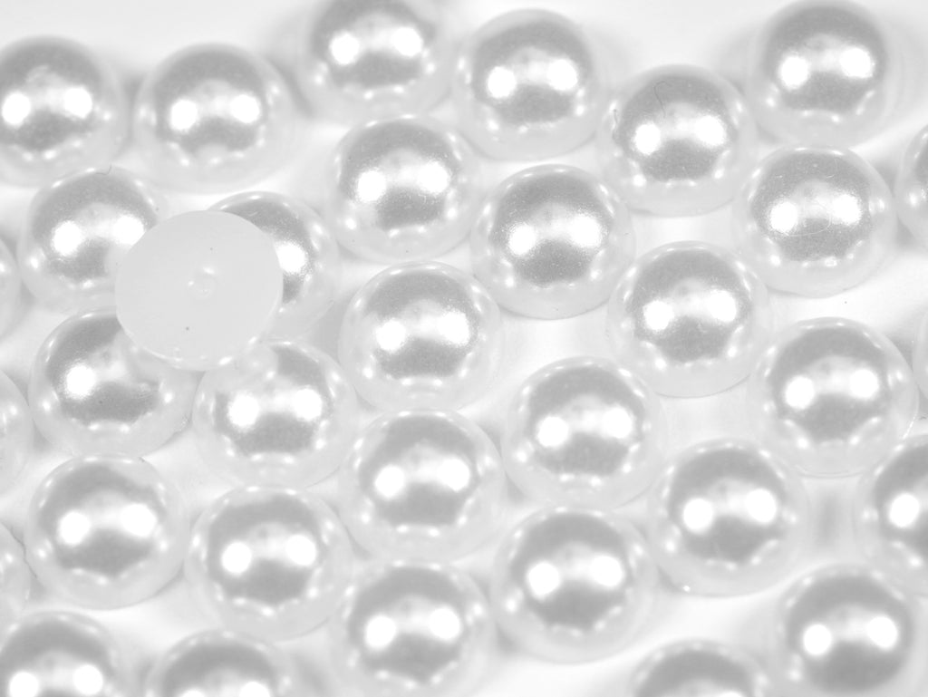 "White" Flat Back Pearl Scrapbooking Costume Face Gems  Size 2mm to 12mm