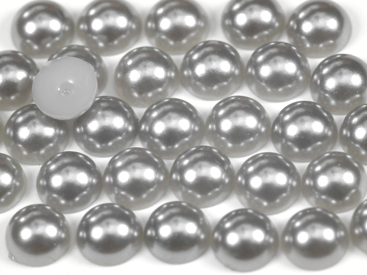 "Grey" Flat Back Pearl Scrapbooking Costume Face Gems  Size 2mm to 12mm