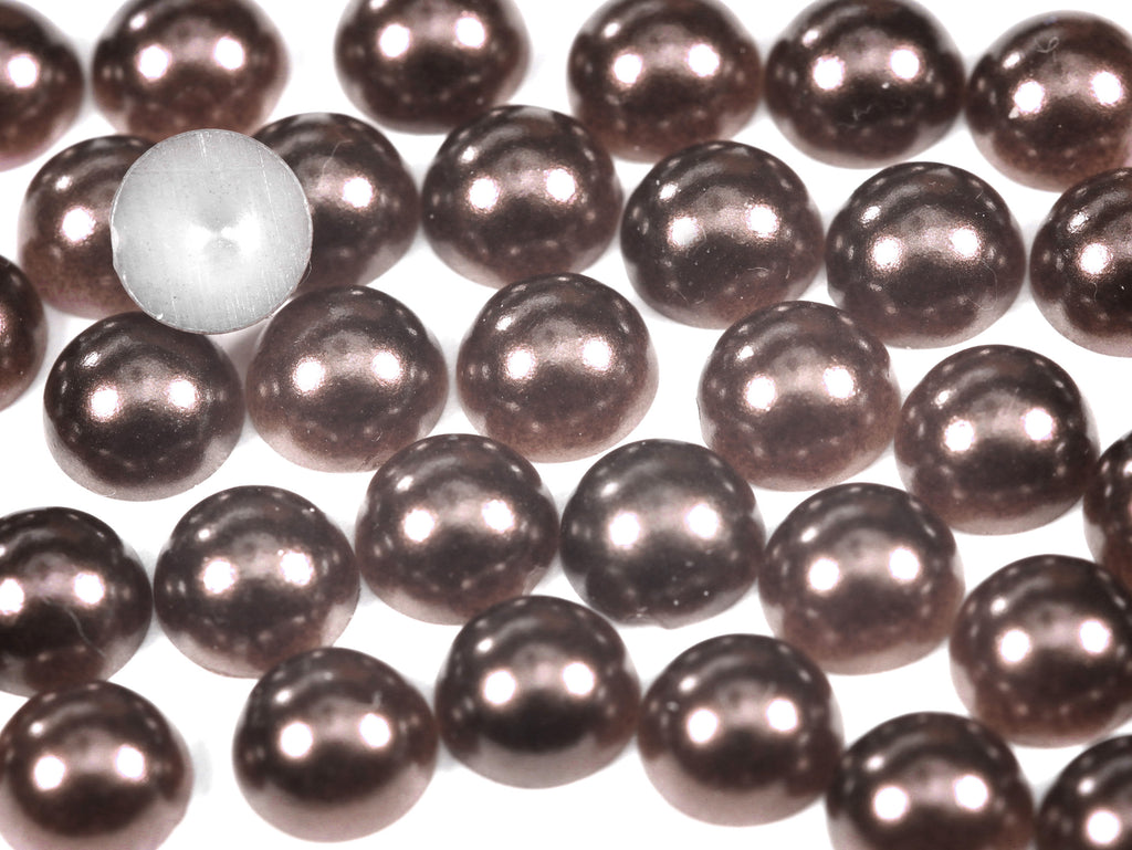 "Coffee" Brown Flat Back Pearl Scrapbooking Costume Face Gems  Size 2mm to 12mm