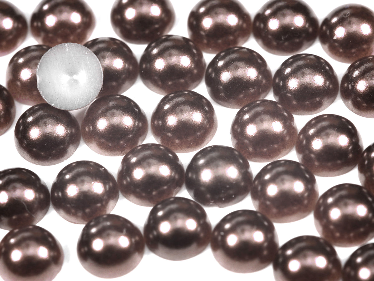 "Coffee" Brown Flat Back Pearl Scrapbooking Costume Face Gems  Size 2mm to 12mm
