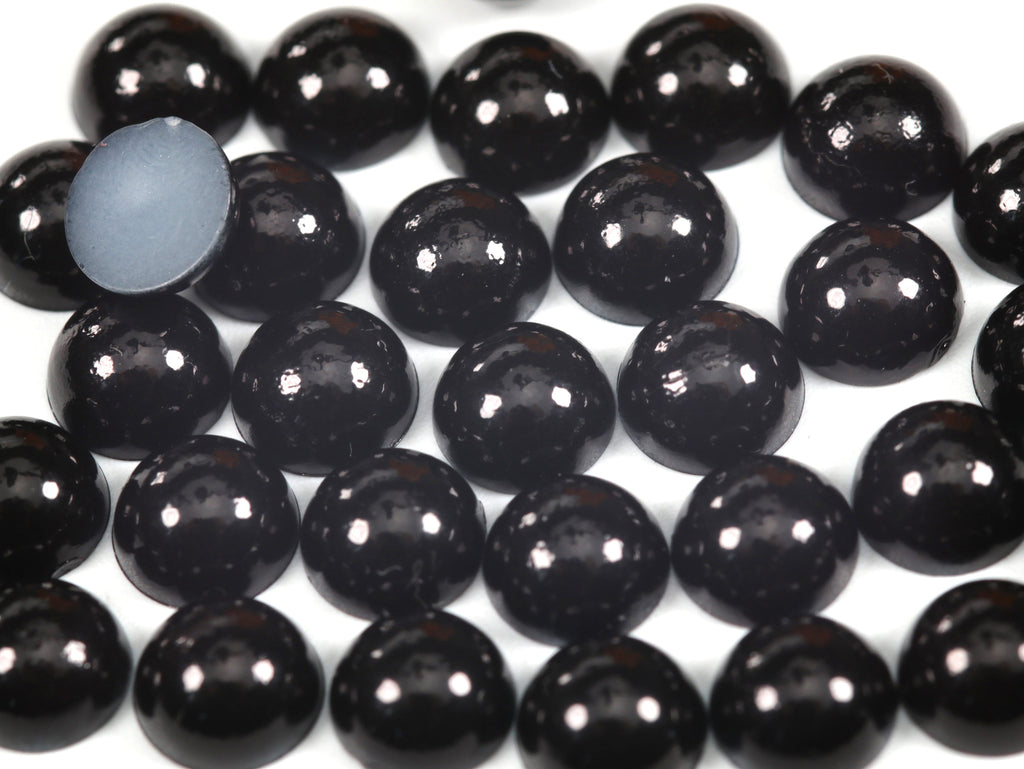 "Black" Flat Back Pearl Scrapbooking Costume Face Gems  Size 2mm to 12mm