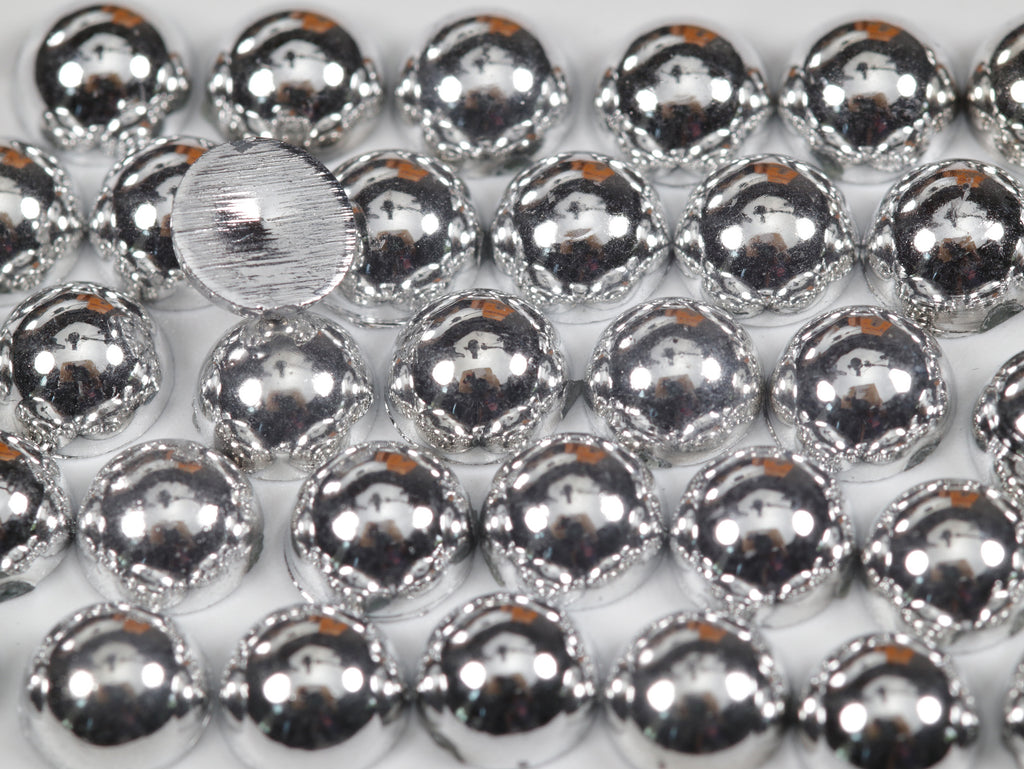"Metallic Silver" Flat Back Pearl Scrapbooking Costume Face Gems  Size 2mm to 12mm