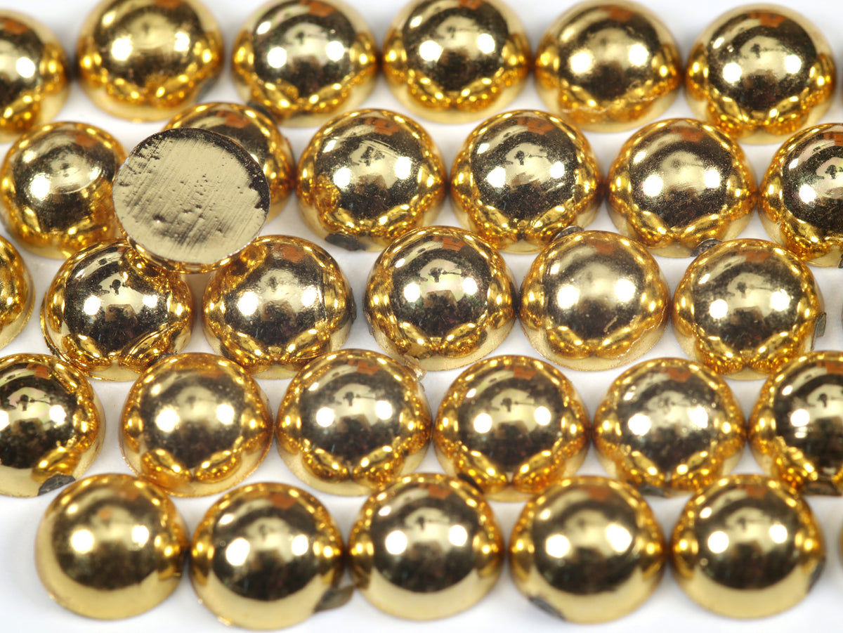 "Metallic Gold" Flat Back Pearl Scrapbooking Costume Face Gems  Size 2mm to 12mm