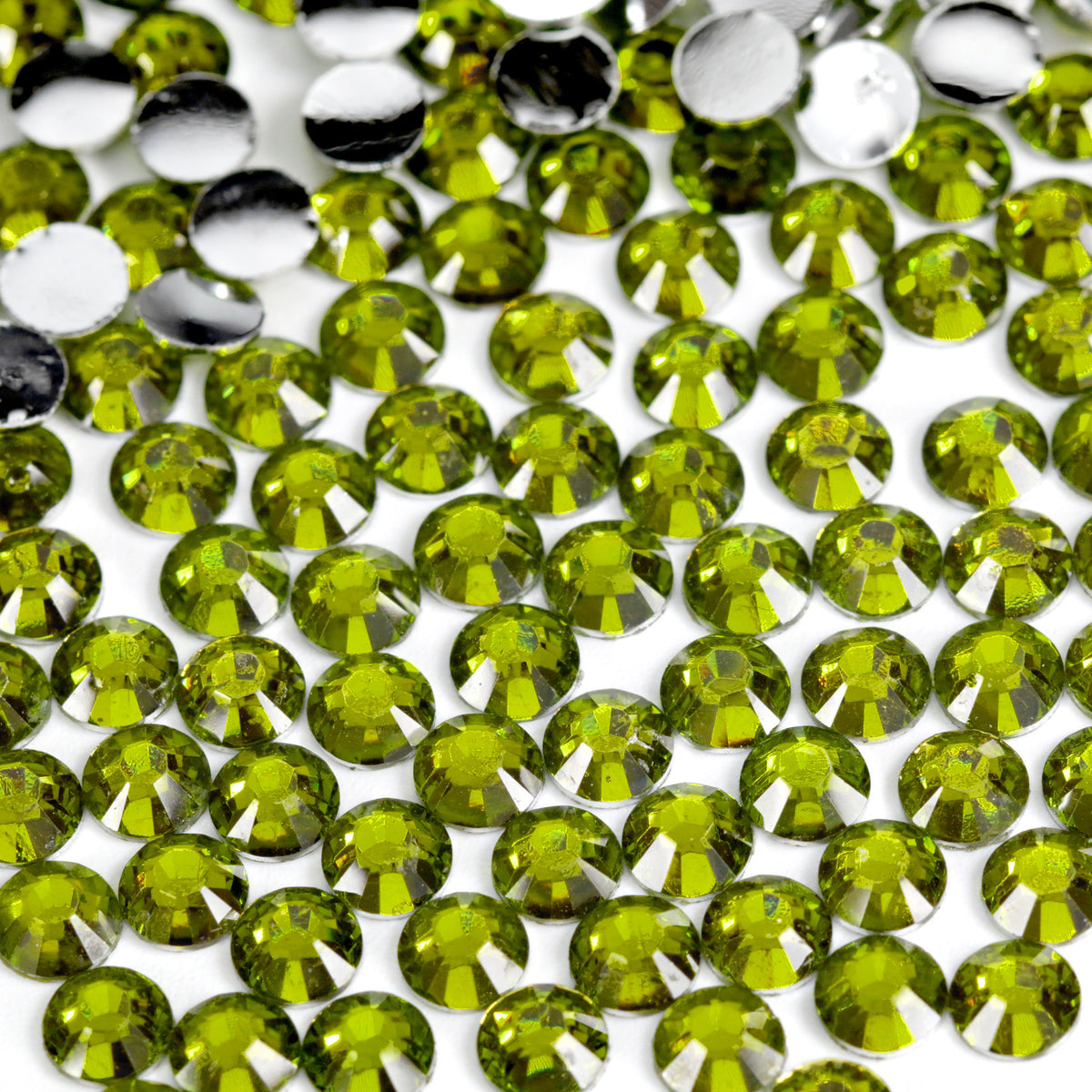 #25 Olive - Bag of Flat Back Rhinestone Face Gems in Choice of 2,3,4,5 or 6mm