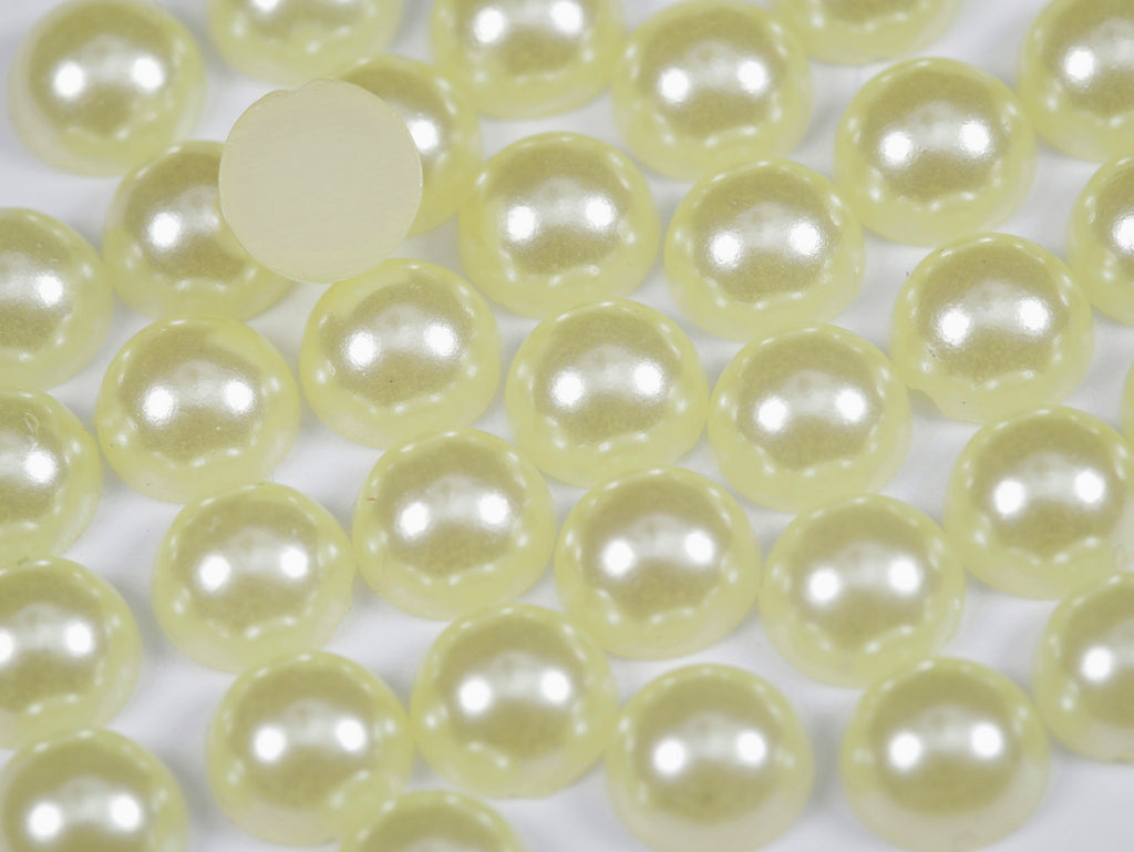 "Light Yellow" Flat Back Pearl Scrapbooking Costume Face Gems  Size 2mm to 12mm