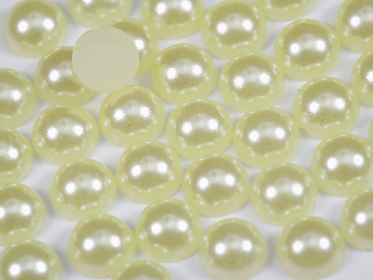 "Light Yellow" Flat Back Pearl Scrapbooking Costume Face Gems  Size 2mm to 12mm