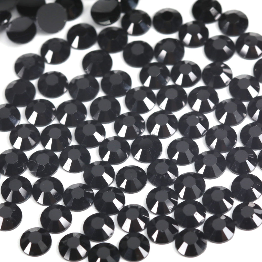 #4 Solid Black - Bag of Flat Back Rhinestone Face Gems in Choice of 2,3,4,5, 6mm and 10g mixed Sizes