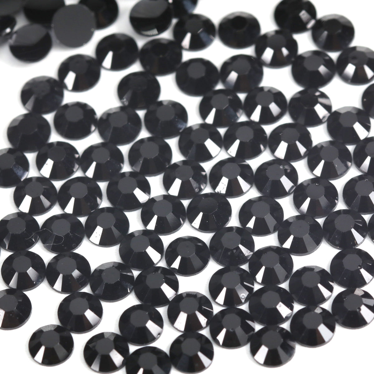 #4 Solid Black - Bag of Flat Back Rhinestone Face Gems in Choice of 2,3,4,5, 6mm and 10g mixed Sizes