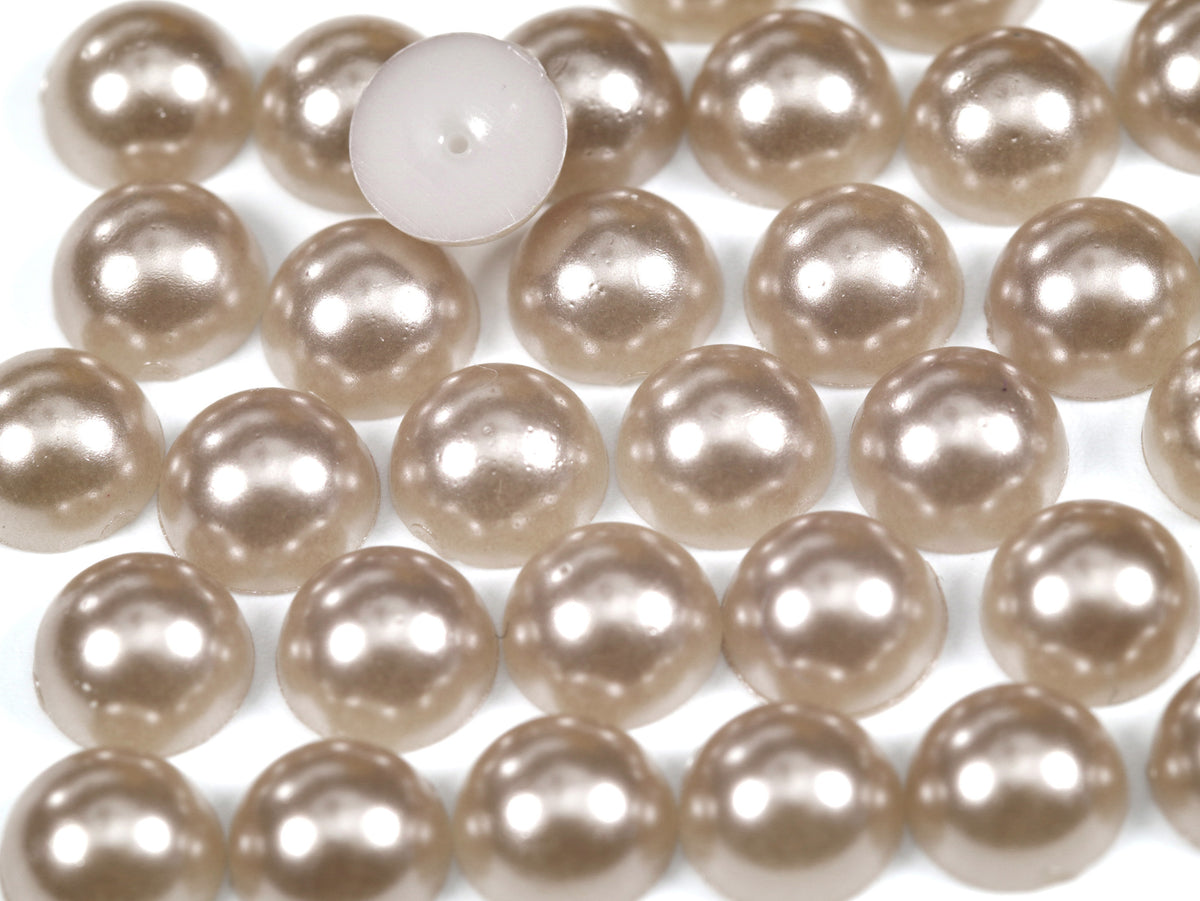 "Light Coffee" Flat Back Pearl Scrapbooking Costume Face Gems  Size 2mm to 12mm