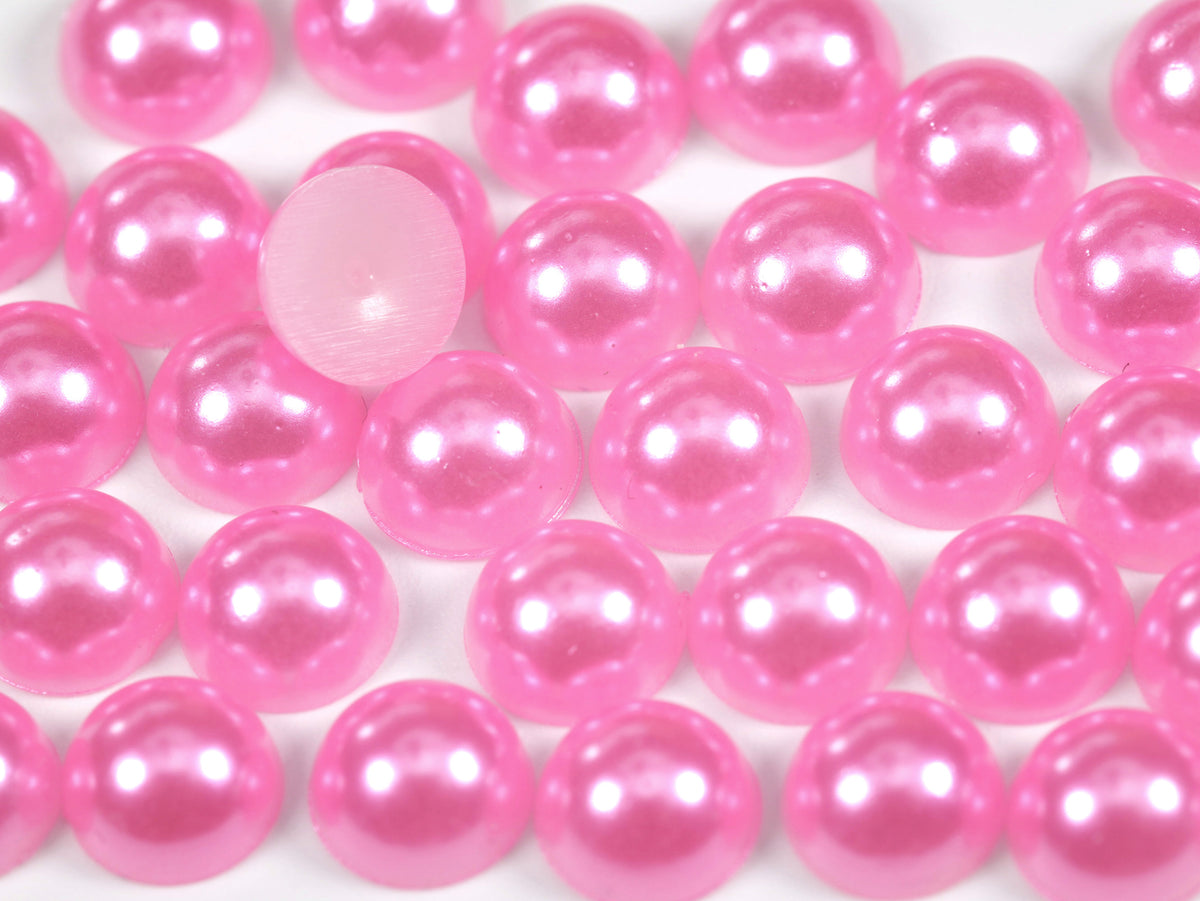 "Hot Pink" Flat Back Pearl Scrapbooking Costume Face Gems  Size 2mm to 12mm