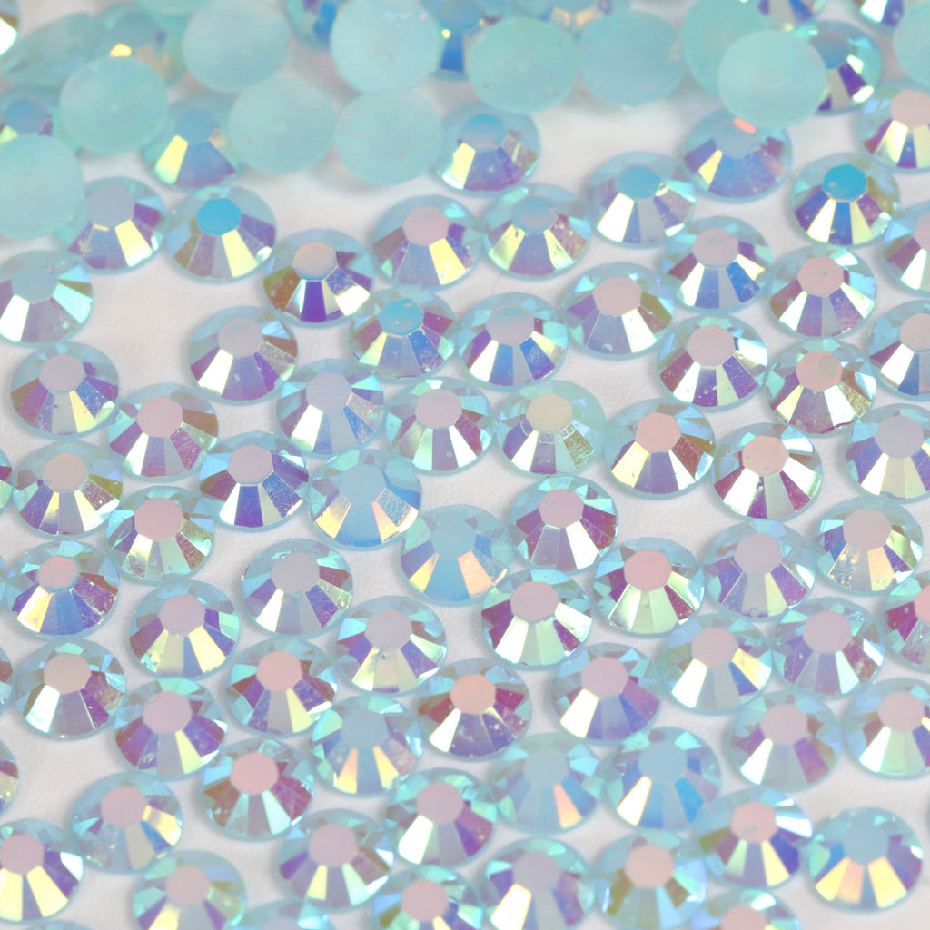 A1 Light Blue Flat Back AB Iridescent Rhinestone Face Gems in 2-6mm