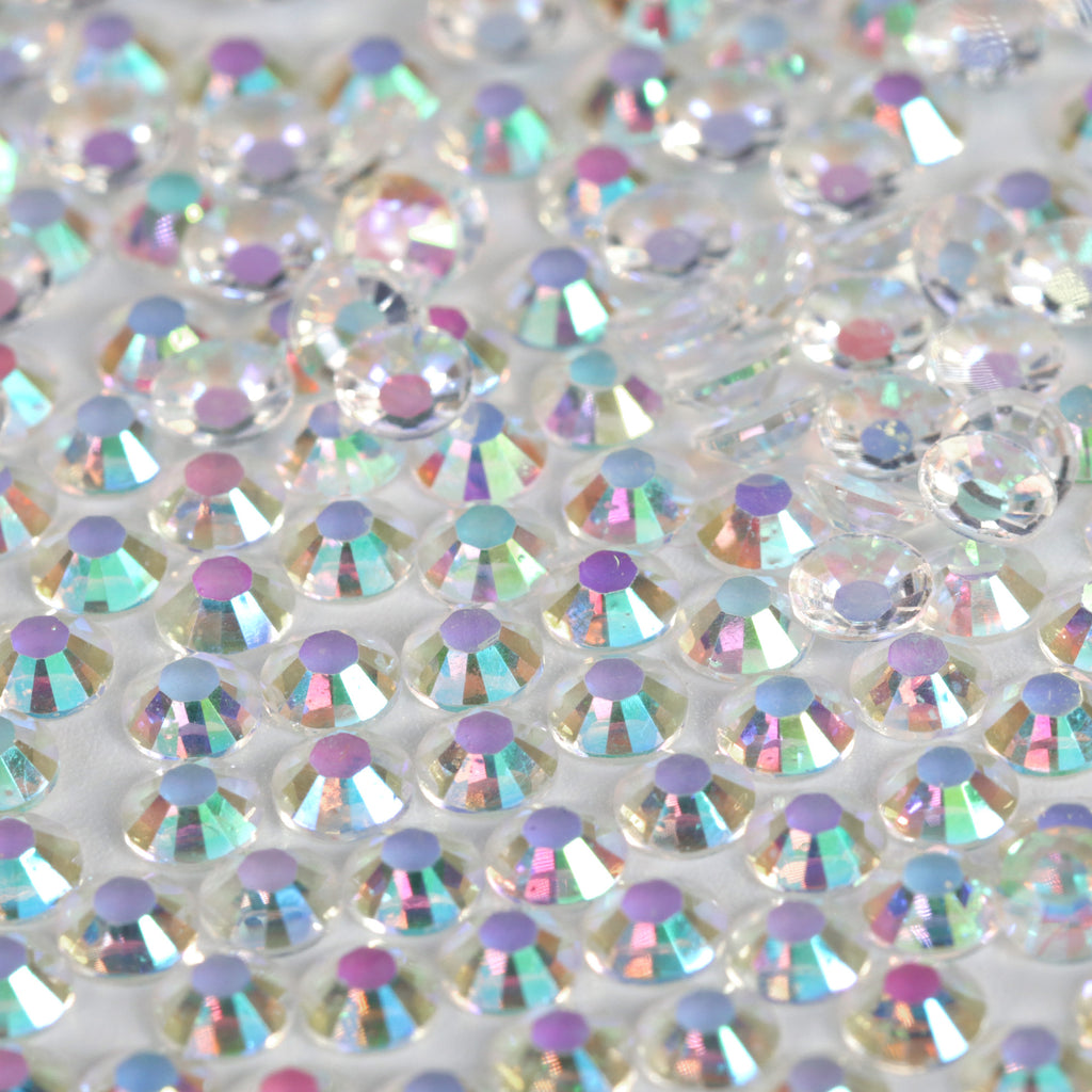 A18 Transparent Clear Flat Back AB Iridescent Rhinestone Face Gems in 2-6mm or mixed sizes
