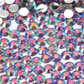A34 Foiled Purple Flat Back AB Iridescent Rhinestone Face Gems in 2-6mm