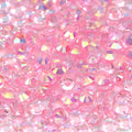 A35 Glassy Pink Flat Back AB Iridescent Rhinestone Face Gems in 2-6mm
