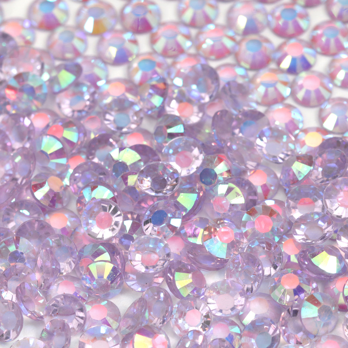 A37 Glassy Lilac Flat Back AB Iridescent Rhinestone Face Gems in 2-6mm