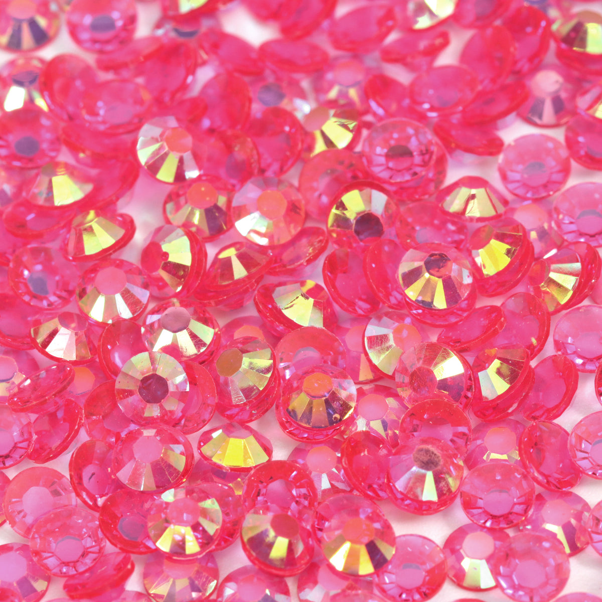 A40 Glassy Magenta Flat Back AB Iridescent Rhinestone Face Gems in 2-6mm
