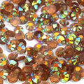 A45 Glassy Brown Flat Back AB Iridescent Rhinestone Face Gems in 2-6mm