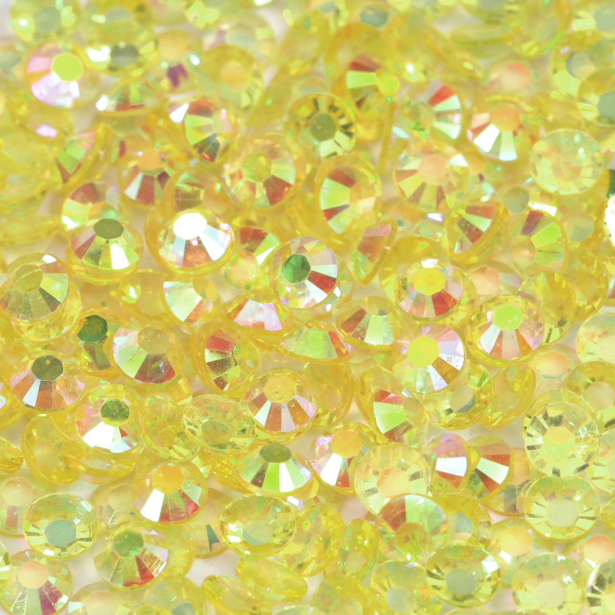 A47 Glassy Lemon Flat Back AB Iridescent Rhinestone Face Gems in 2-6mm