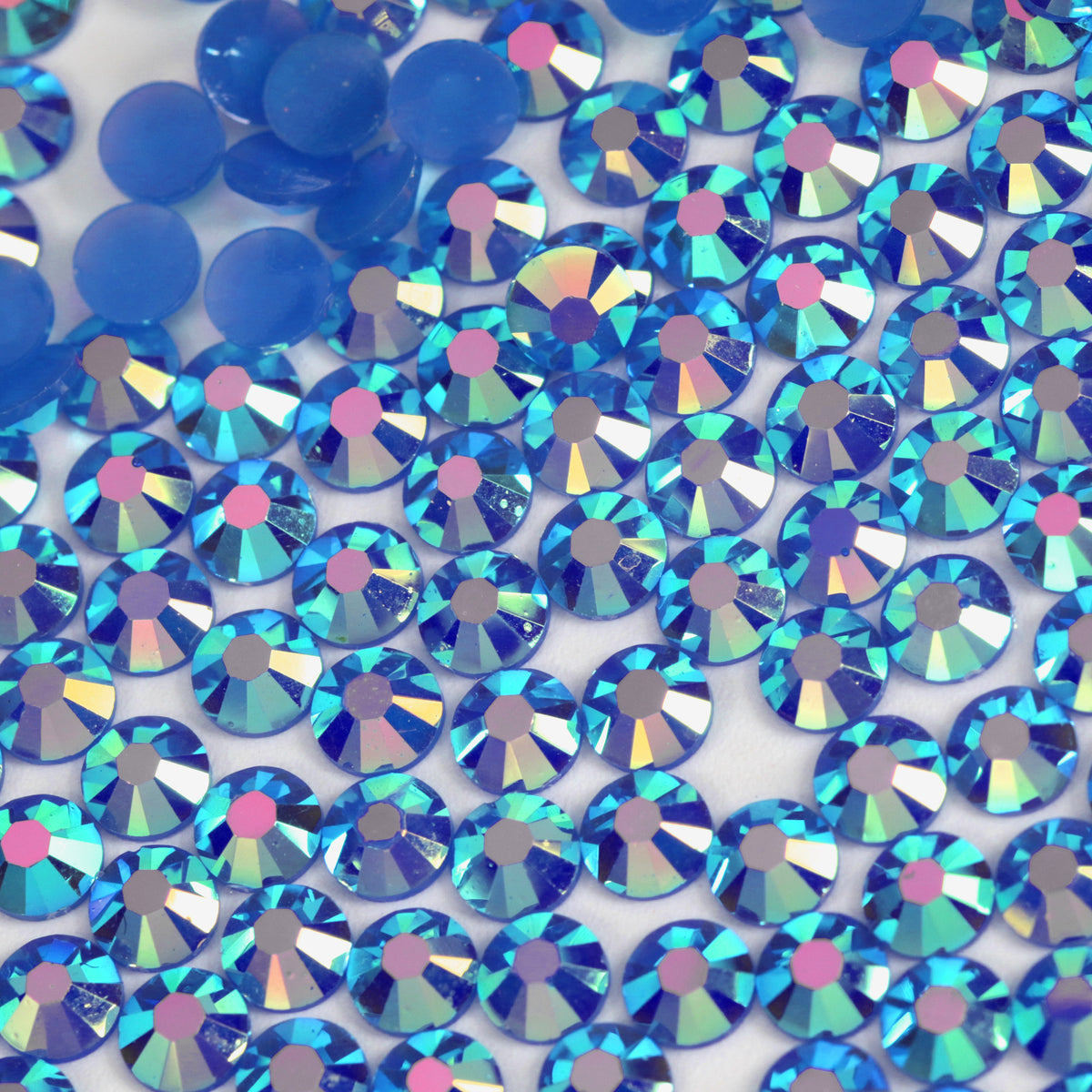 A9 Dark Blue Flat Back AB Iridescent Rhinestone Face Gems in 2-6mm
