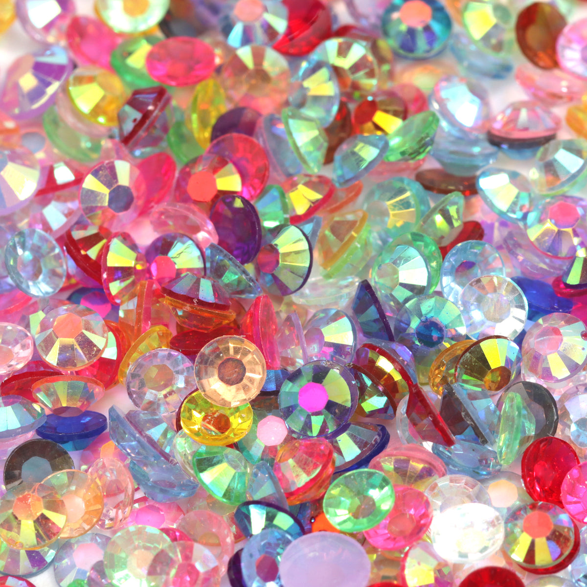 #3001 AB Glassy Mixed Colour Flat Back AB Iridescent Rhinestone Face Gems in 2-6mm