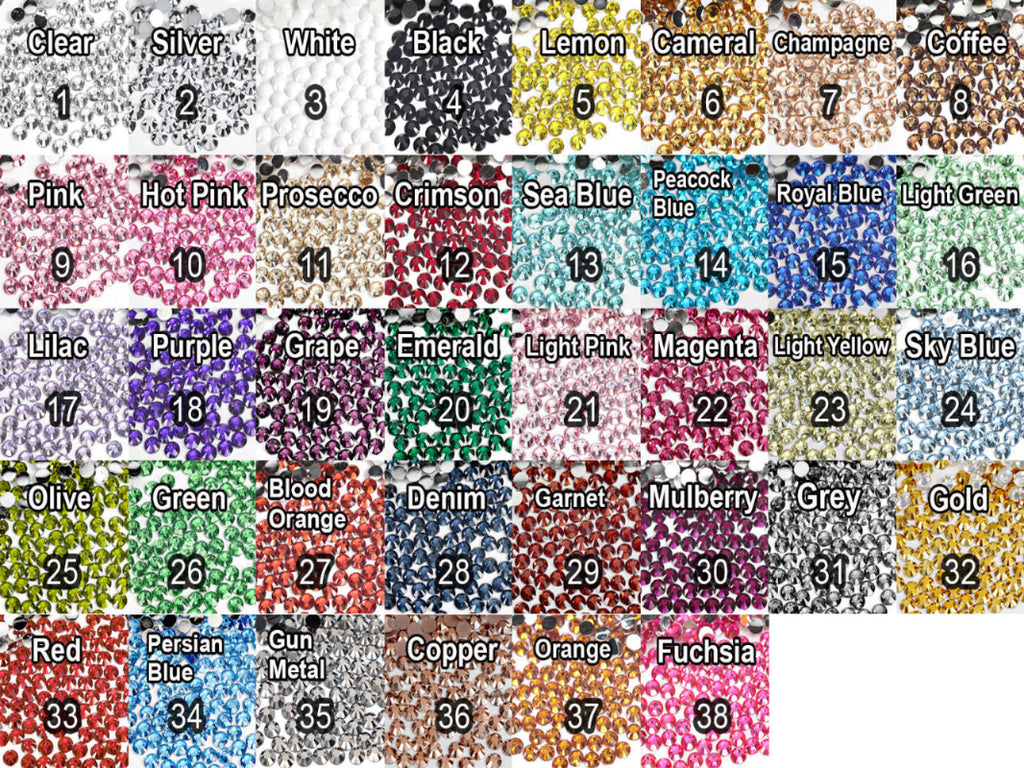 #1 Clear - Bag of Flat Back Rhinestone Face Gems in Choice of 2,3,4,5 or 6mm