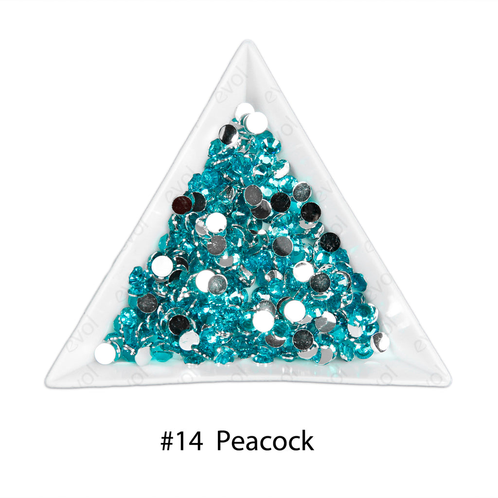 #14 Peacock - Bag of Flat Back Rhinestone Face Gems in Choice of 2,3,4,5,6mm and 10g Mixed Sizes