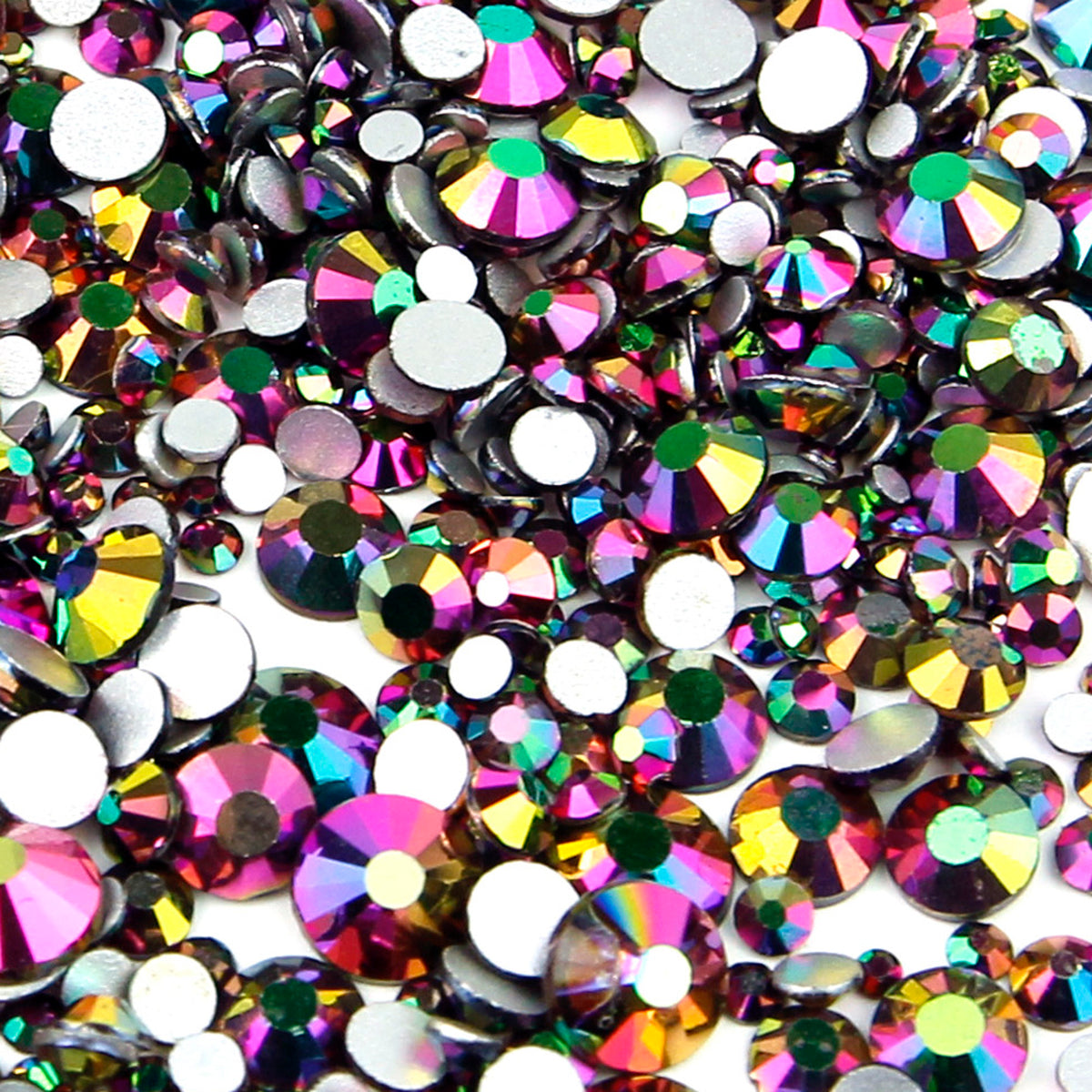 Rainbow 100pcs Glass Rhinestone Face Gems 2mm-5mm