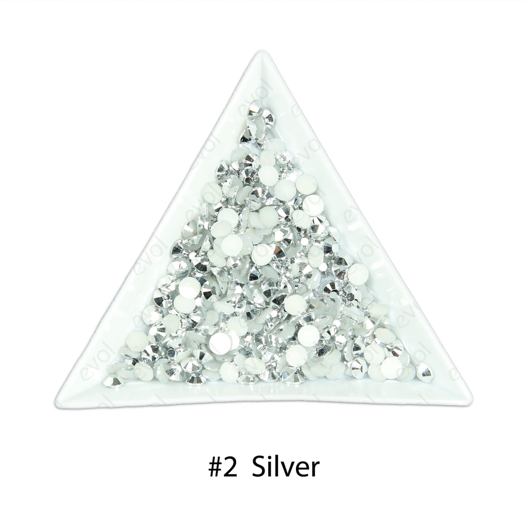 #2 Metallic Silver - Bag of Flat Back Rhinestone Face Gems in Choice of 2,3,4,5, 6mm and 10g mixed Sizes