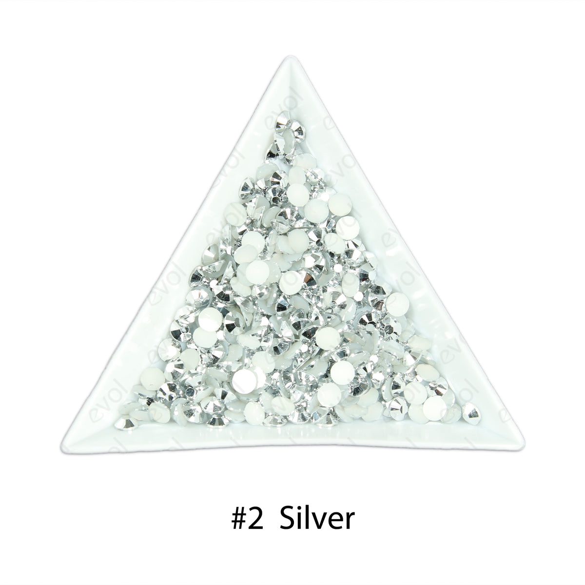 #2 Metallic Silver - Bag of Flat Back Rhinestone Face Gems in Choice of 2,3,4,5, 6mm and 10g mixed Sizes