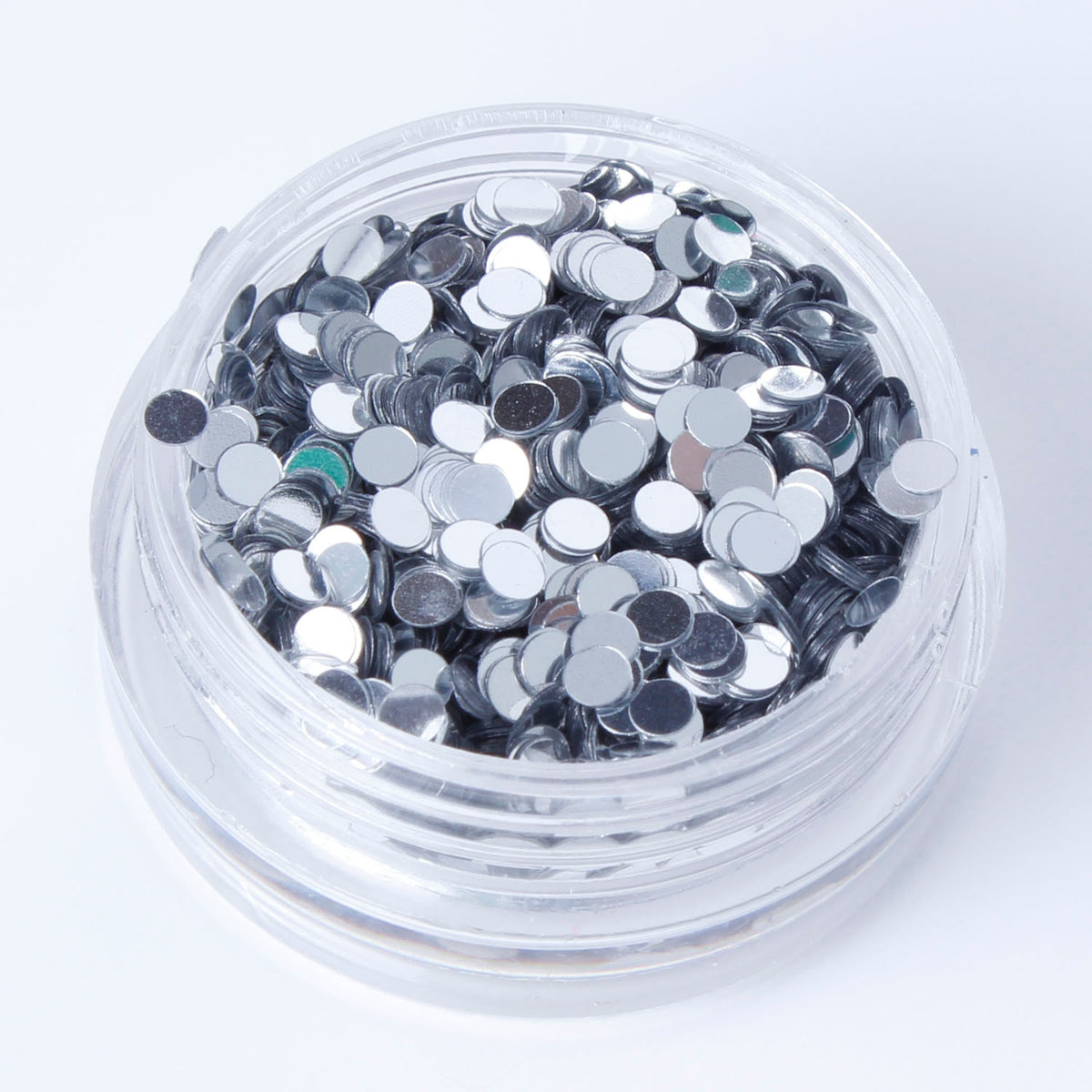 evol metallic silver disc face glitter