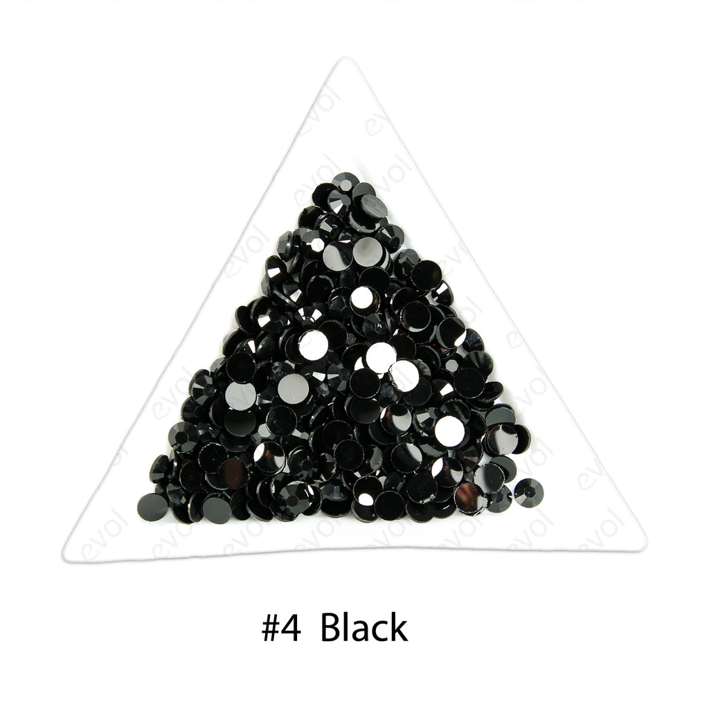 #4 Solid Black - Bag of Flat Back Rhinestone Face Gems in Choice of 2,3,4,5, 6mm and 10g mixed Sizes