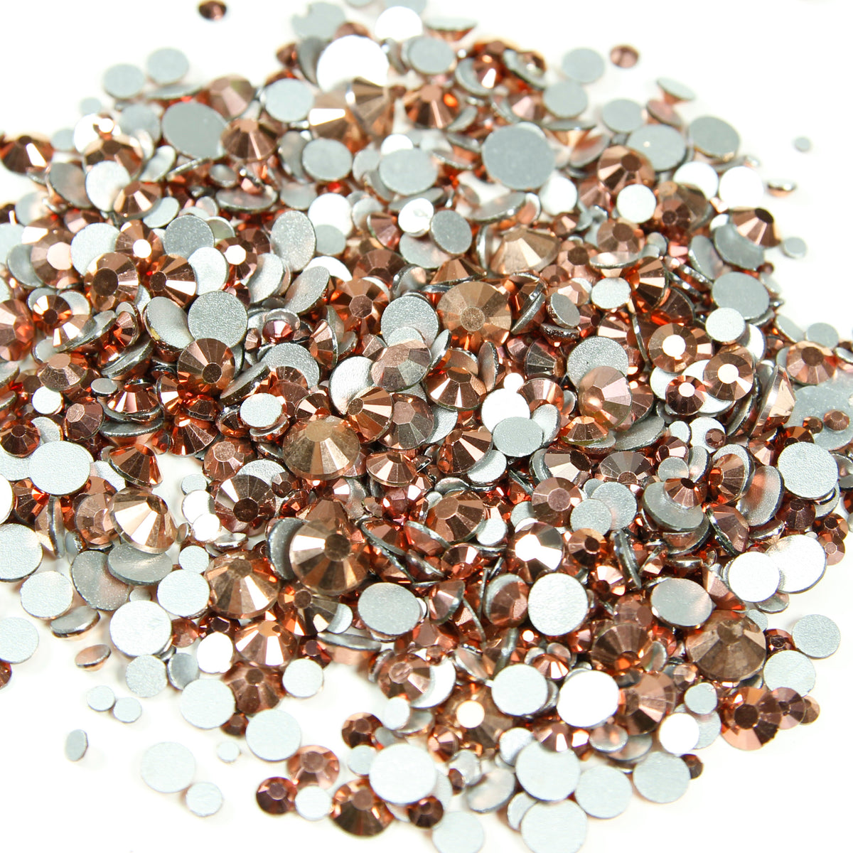 Copper  1000pcs Mixed Size Glass Rhinestone Face Gems