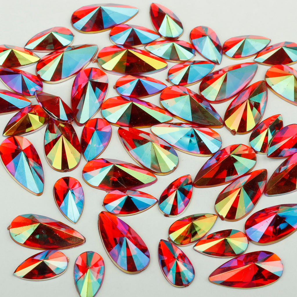 "Ruby" 10g Bag of Flat Back Face Gems in a Choice of Shapes