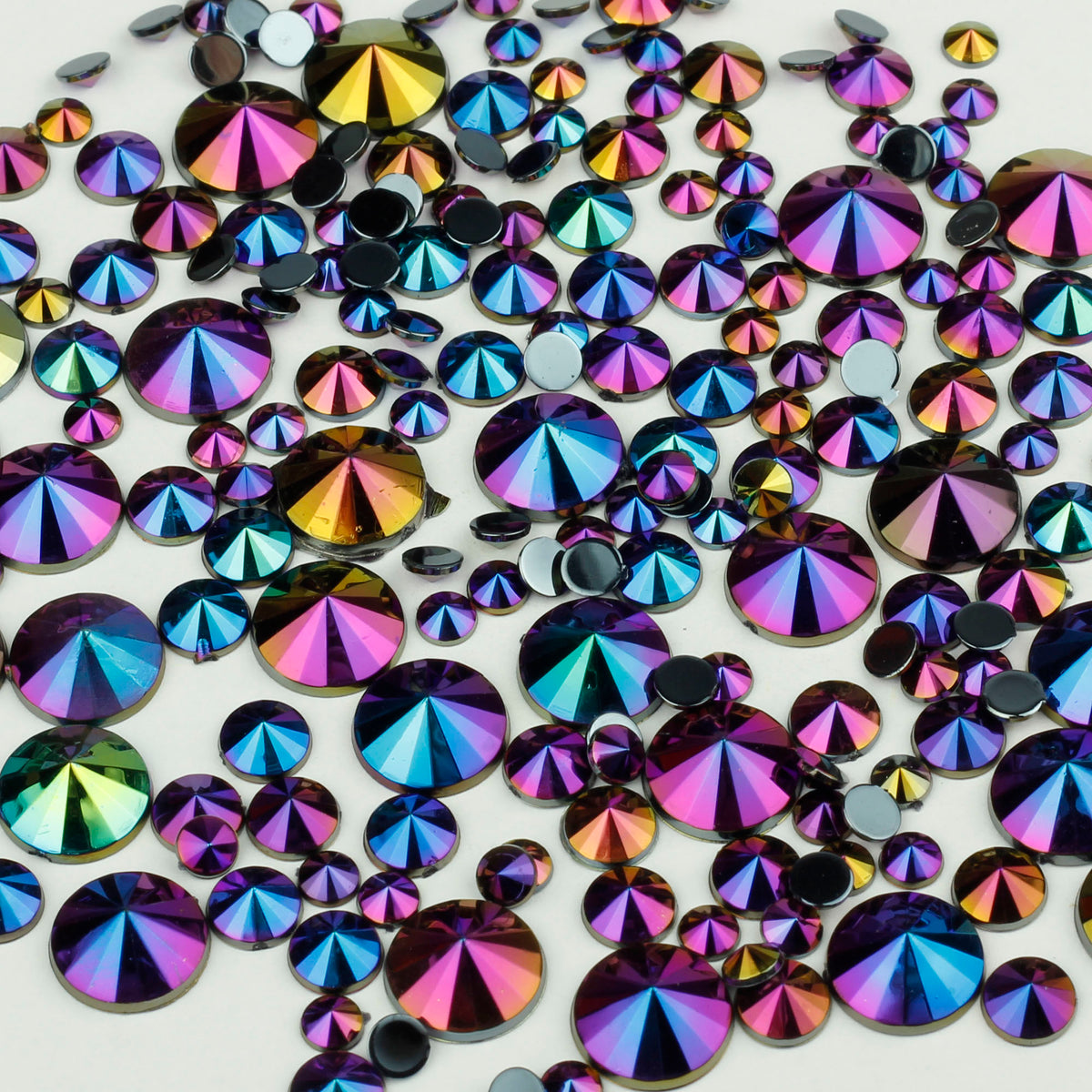 "Petrol" 10g Bag of Flat Back Face Gems in a Choice of Shapes