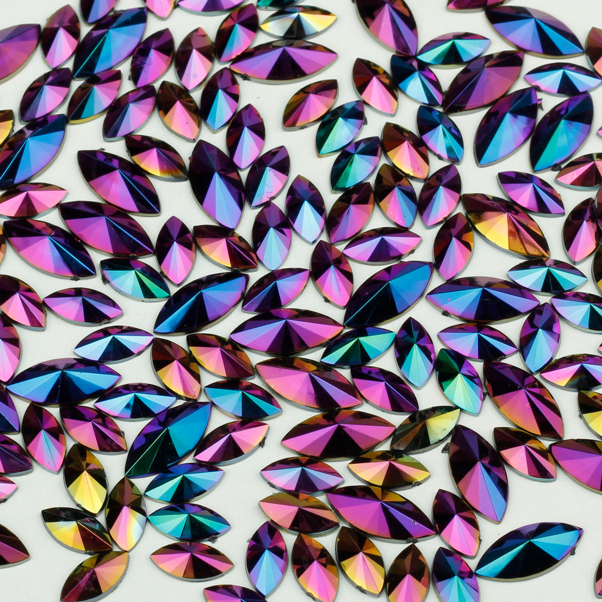 "Petrol" 10g Bag of Flat Back Face Gems in a Choice of Shapes