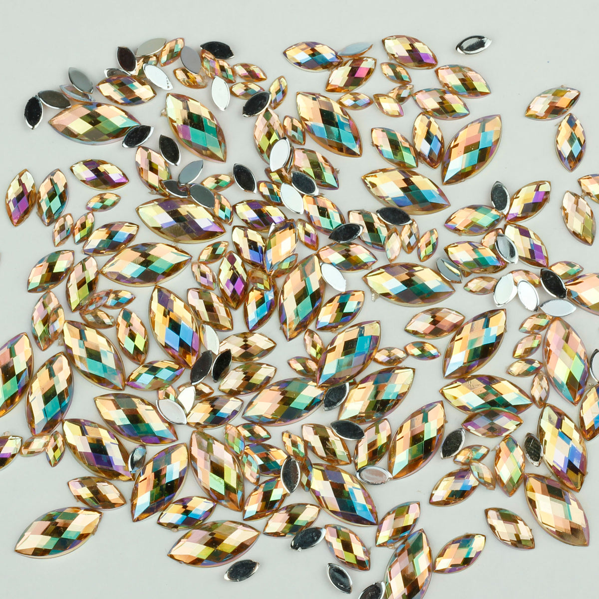 "Prosecco" 10g Bag of Flat Back Face Gems in a Choice of Shapes
