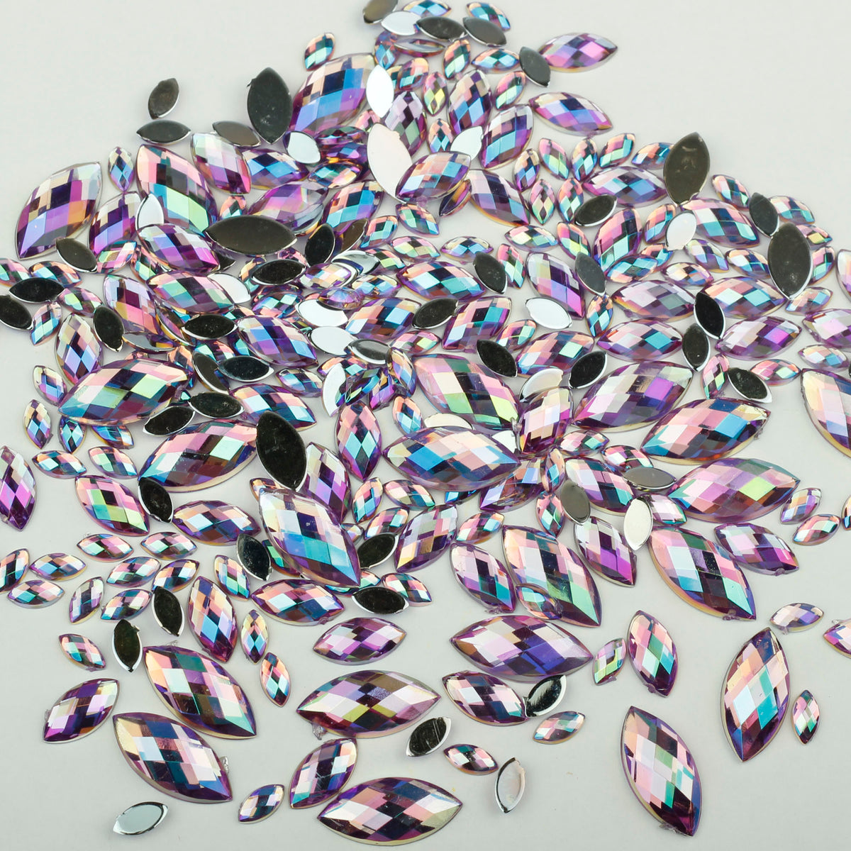 "Amethyst" 10g Bag of Flat Back Face Gems in a Choice of Shapes
