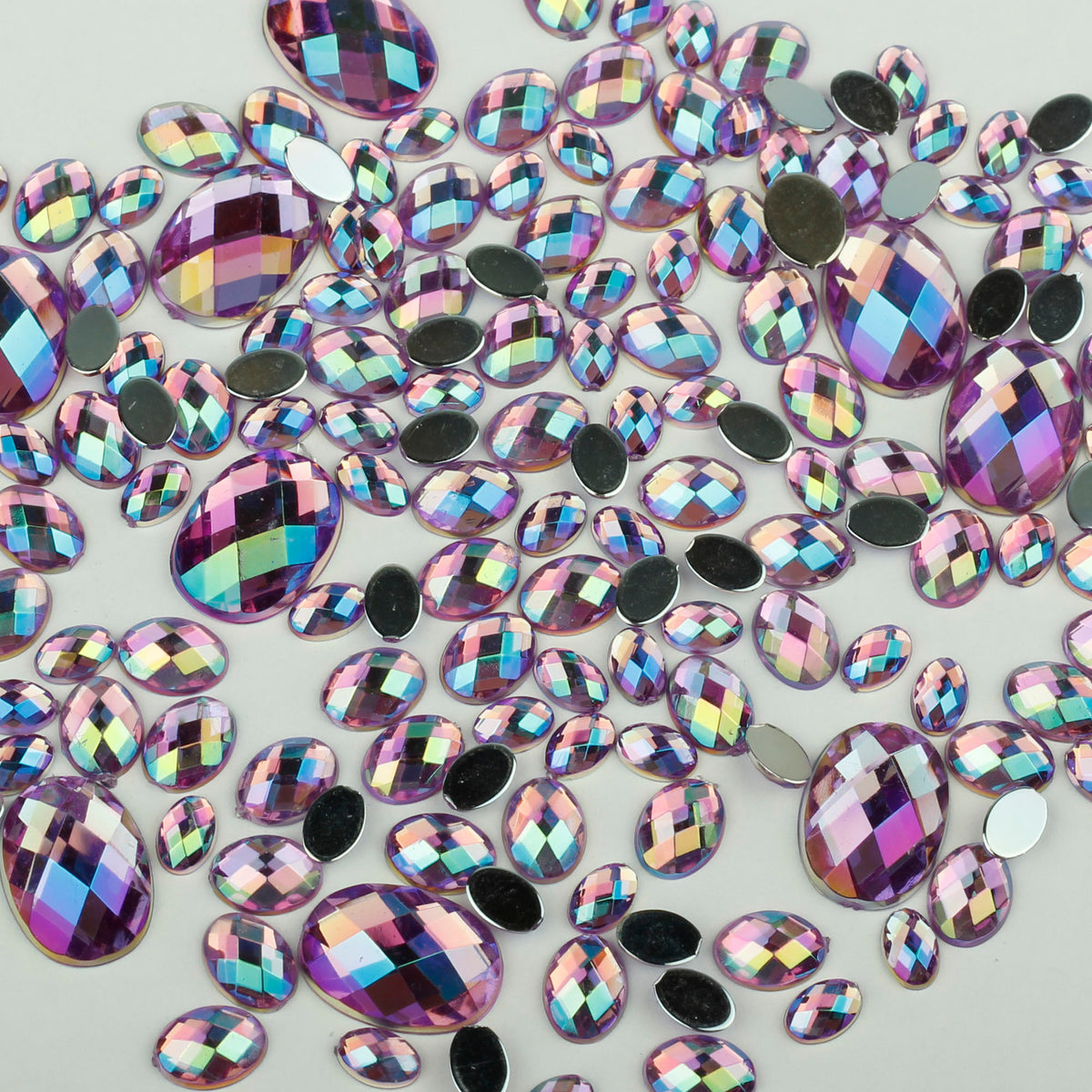 "Amethyst" 10g Bag of Flat Back Face Gems in a Choice of Shapes