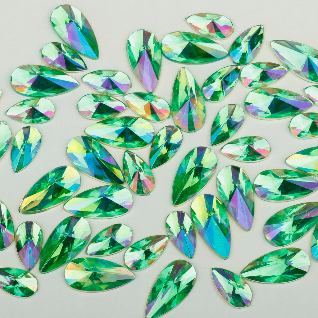 "Emerald" 10g Bag of Flat Back Face Gems in a Choice of Shapes