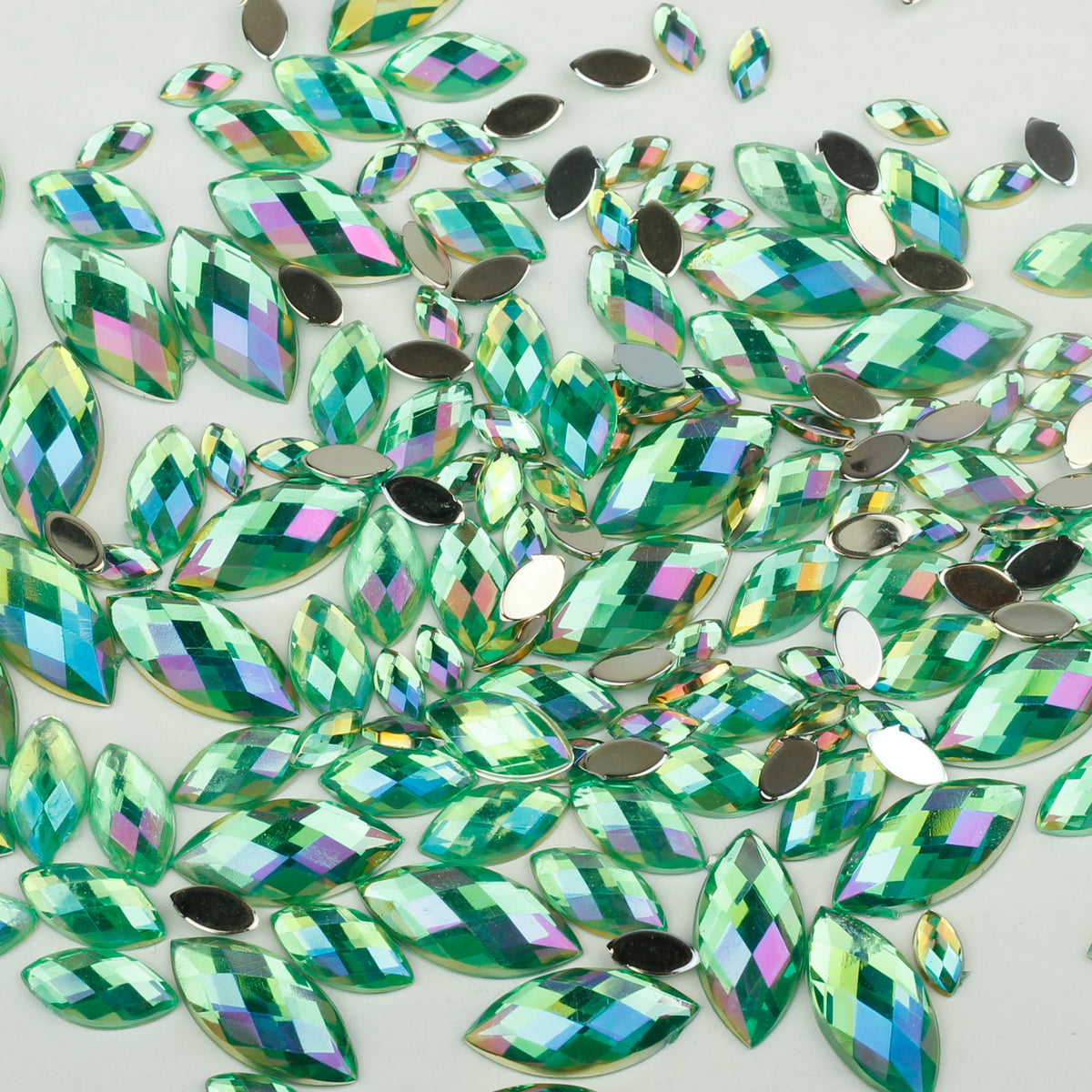 "Emerald" 10g Bag of Flat Back Face Gems in a Choice of Shapes