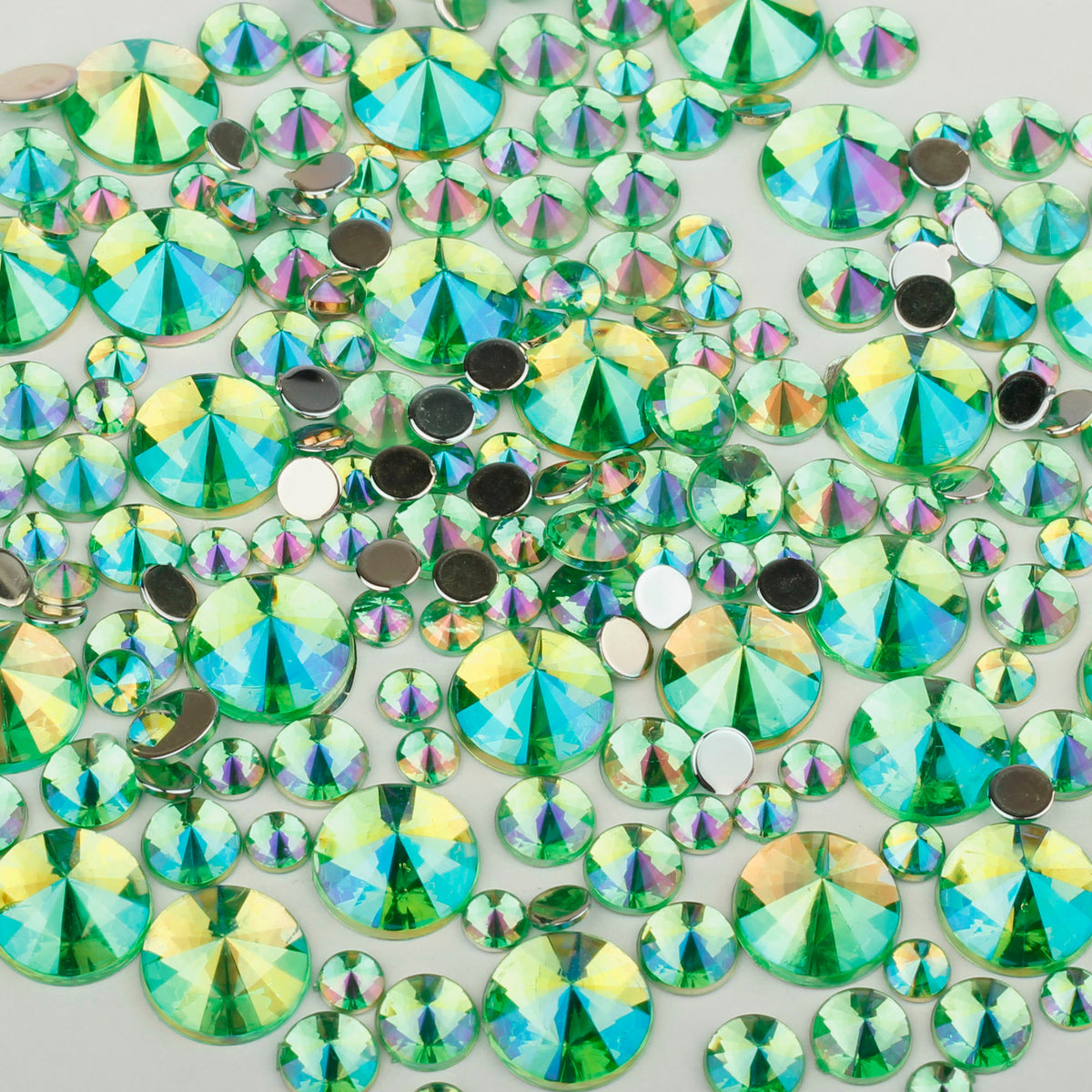 "Emerald" 10g Bag of Flat Back Face Gems in a Choice of Shapes
