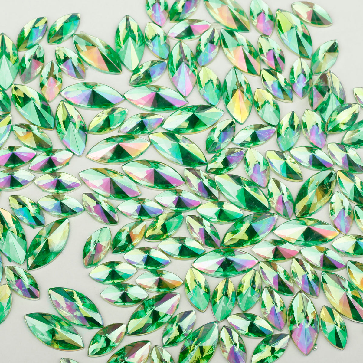 "Emerald" 10g Bag of Flat Back Face Gems in a Choice of Shapes
