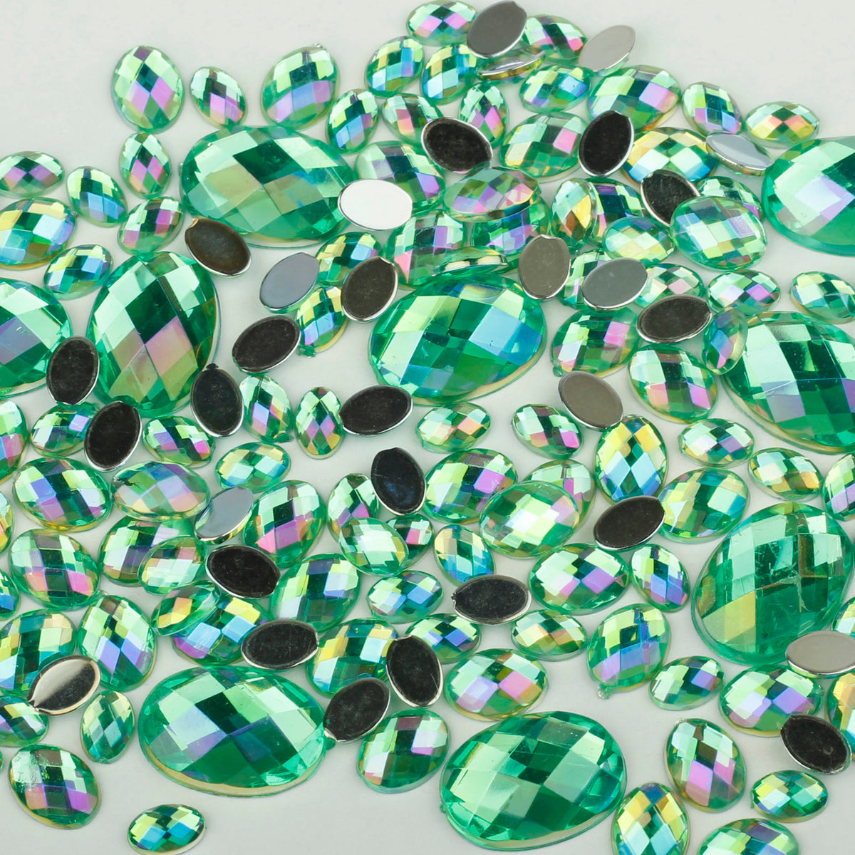 "Emerald" 10g Bag of Flat Back Face Gems in a Choice of Shapes