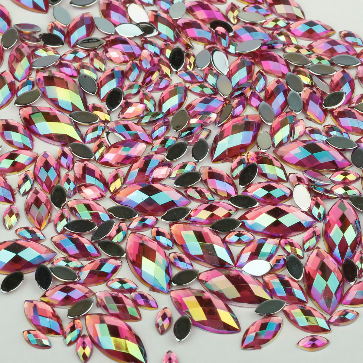 "Hot Pink" 10g Bag of Flat Back Face Gems in a Choice of Shapes