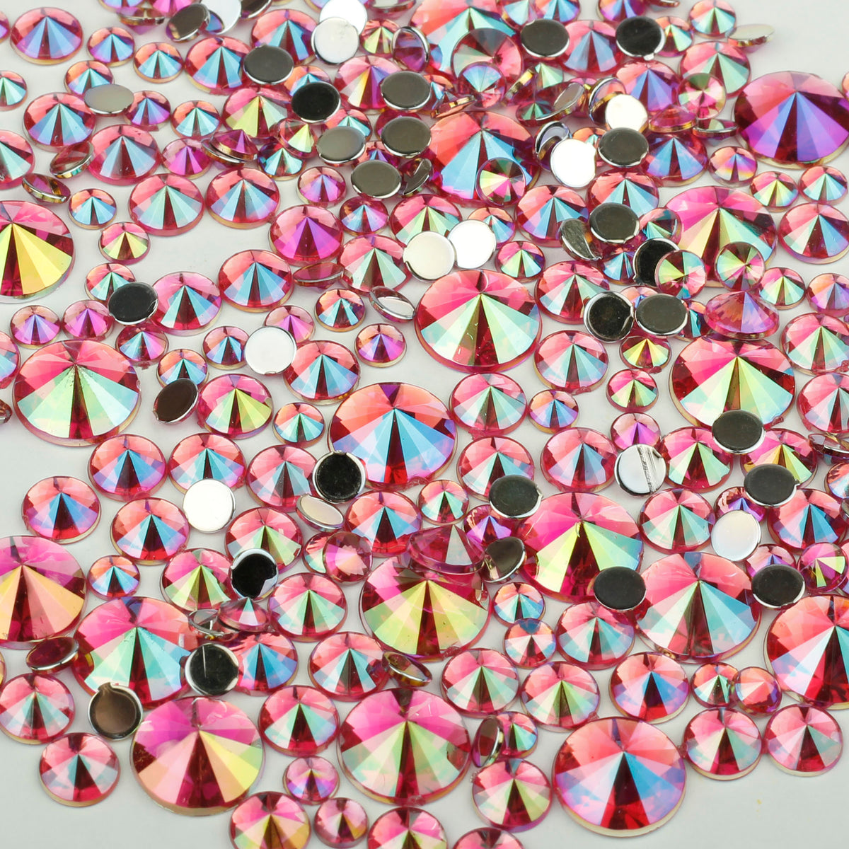 "Hot Pink" 10g Bag of Flat Back Face Gems in a Choice of Shapes