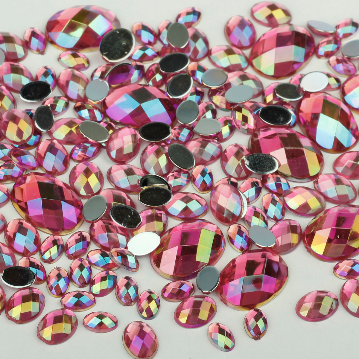 "Hot Pink" 10g Bag of Flat Back Face Gems in a Choice of Shapes